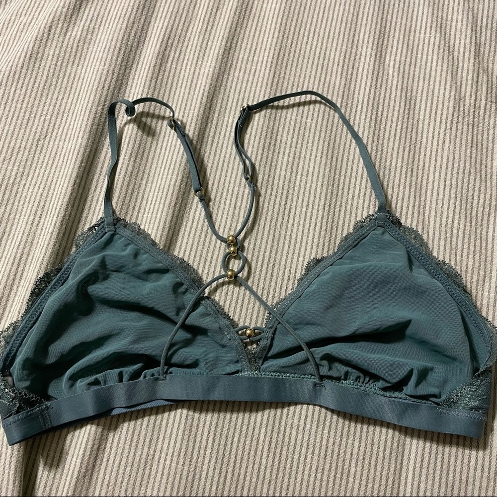 Aerie Lace lined bralette with gold bead detail M - Picture 3 of 4